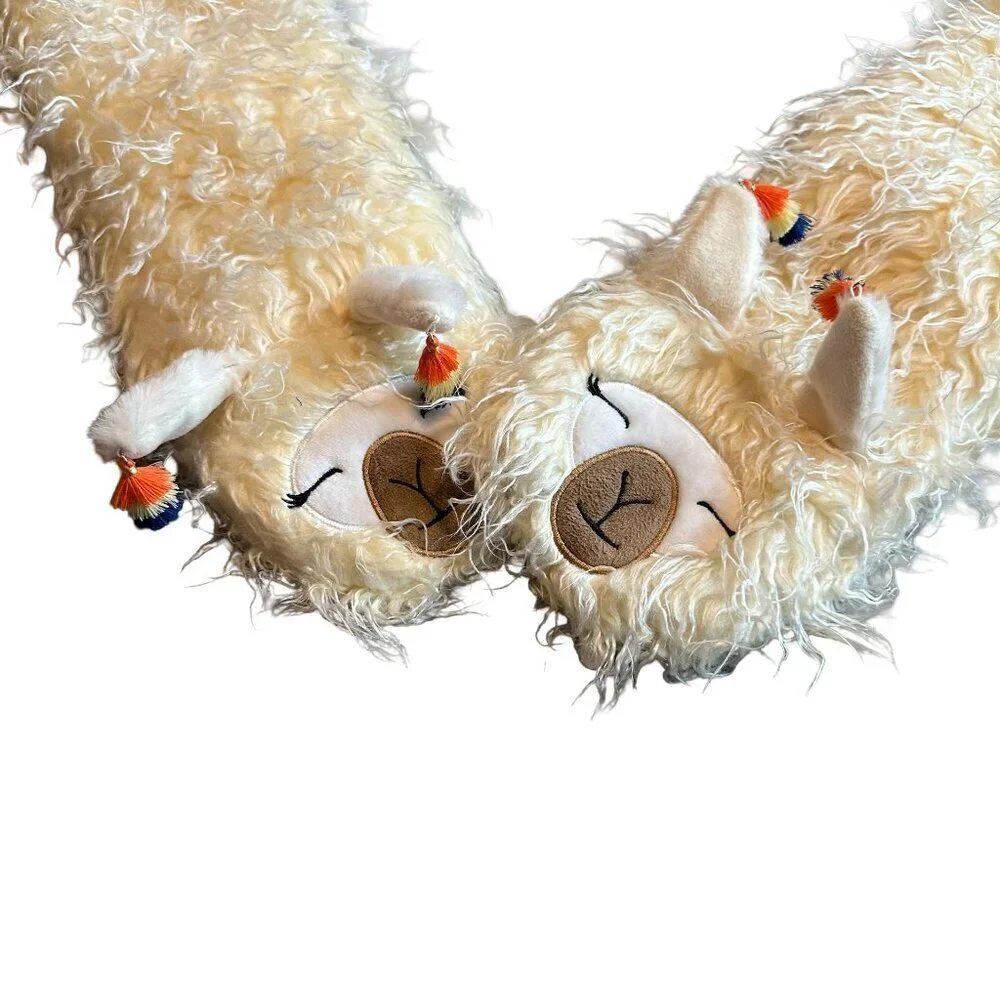 Oooh Geez! Women's Fuzzy White Llama Non-Skid Slipper Socks One Size Women's